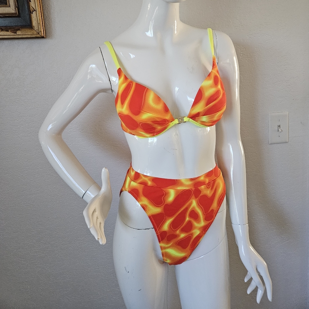 Vintage High Waisted Hot Flames Bikini